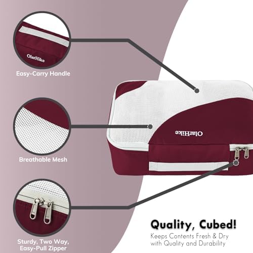 OlarHike 8 Set Packing Cubes for Travel, 4 Various Sizes(Extra Large,Large,Medium,Small), Luggage Organizer Bags for Travel Accessories Travel Essentials,For Carry on Suitcases (Burgundy) - Image 6