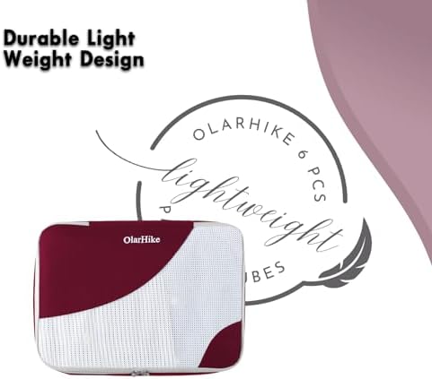 OlarHike 8 Set Packing Cubes for Travel, 4 Various Sizes(Extra Large,Large,Medium,Small), Luggage Organizer Bags for Travel Accessories Travel Essentials,For Carry on Suitcases (Burgundy) - Image 7