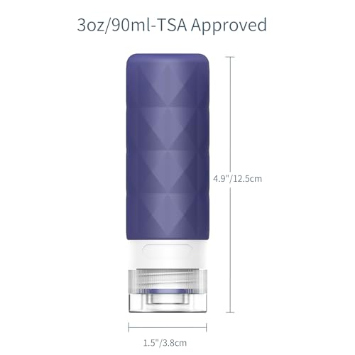 Travel Bottles for Toiletries,3oz Tsa Approved Leak Proof Travel Size Containers,Silicone Squeezable Travel Accessories with Clear Toiletry Bag(5Pack Color-A1) - Image 6