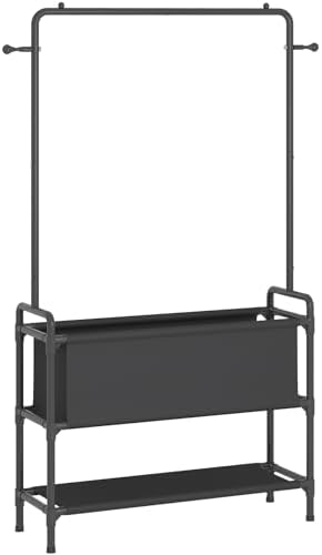 Clothing Rack with Storage Bag, 3-in-1 Garment Rack, Non-woven Shelves for Shoes, Clothes Rack for Bedroom, Hallway, Entryway, Black - Image 2