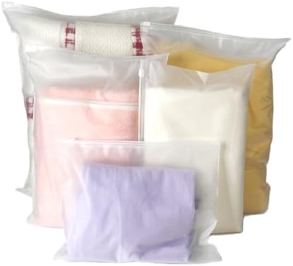 50 Pcs Packing Zip-lock Bags for Clothing Travel Clothes Bags Reusable Frosted Zipper Bags Various Sizes Waterproof Packing Bags for Clothing T-shirt Shoes Cosmetics Storage