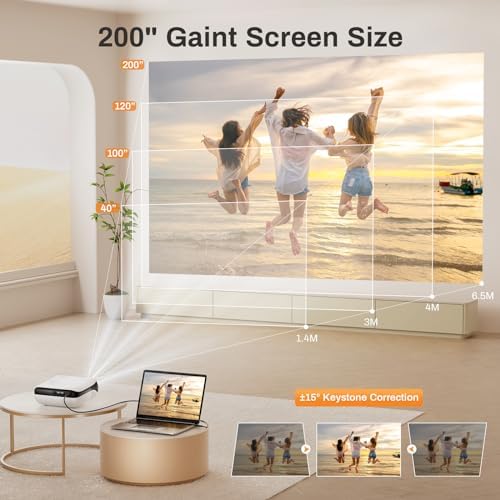 HAPPRUN Projector, Native 1080P Bluetooth Projector with 100" Screen, Portable Outdoor Movie Projector, Mini Projector for Home Bedroom, Compatible with Smartphone,HDMI,USB,AV,Fire Stick,PS5 - Image 6
