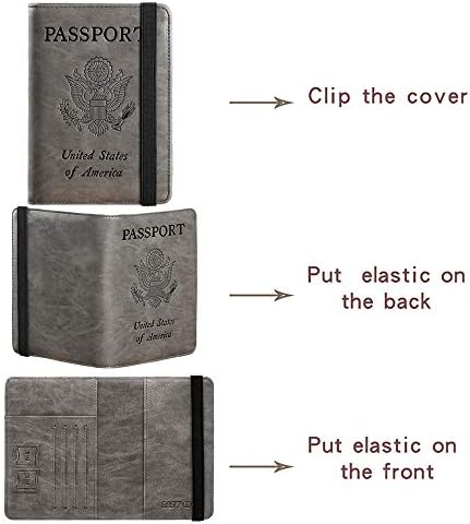 Passport Holder Cover Wallet Travel Essentials RFID Blocking Leather Card Case International Travel Must Haves Travel Accessories for Women Men(101#Coffee Grey) - Image 5