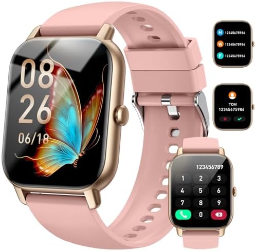 Smart Watch (Answer/Make Calls), 1.85" Smart Watches for Men Women 110+ Sport Modes Fitness Tracker with Sleep Heart Rate Monitor, Pedometer, IP68 Waterproof Fitness Watch for iOS Android, New Pink