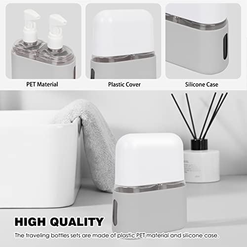 Skycase Travel Bottle Set, 2 in 1 Travel Containers Set for Toiletries,Leak-Proof Refillable Plastic Bottles with Lid,Airplane Accessories Kits for Shampoo Conditioner Lotion Liquids,Grey - Image 5