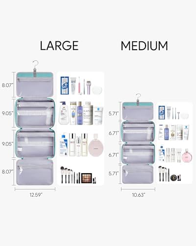 OlarHike Travel Toiletry Hanging Bag Waterproof Bags, Makeup, Toiletries, Jewelry, Travel Essentials 3 in 1 Packing Organizers, Cosmetic Travel-Sized Container, Large Capacity for Women Cyan - Image 5