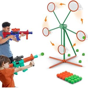 Shooting Games Toys for Age 5 6 7 8 9 10+ Year Old Boys, Kids Toy Sports & Outdoor Game with Moving Shooting Target & 2 Popper Air Toy Guns & 24 Foam Balls, Gifts for Boys and Girls
