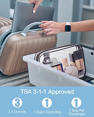 BAGSMART Clear Toiletry Bag, 3-Pack TSA Approved Travel Toiletry Bag Carry On Travel Accessories Bag Airport Airline Quart Size Bags water-resistant Makeup Bag for Women - Image 2