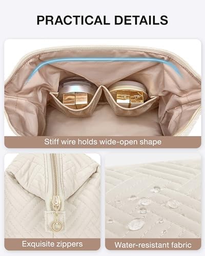 BAGSMART Travel Makeup Bag, Cosmetic Bag Make Up Organizer Case,Large Wide-open Pouch for Women Purse for Toiletries Accessories Brushes - Image 6
