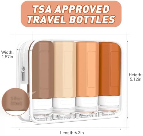 Travel Bottles for Toiletries, 3oz Tsa Approved Travel Size Containers, BPA Free Leak Proof Travel Containers for Toiletries, Refillable Travel Accessories for Shampoo Conditioner Apricot - Image 5