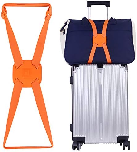 Luggage Straps Bag Bungees for Add a Bag Easy to Travel Suitcase Elastic Strap Belt(Orange)