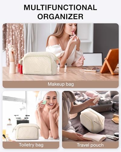 BAGSMART Travel Makeup Bag, Cosmetic Bag Make Up Organizer Case,Large Wide-open Pouch for Women Purse for Toiletries Accessories Brushes - Image 4