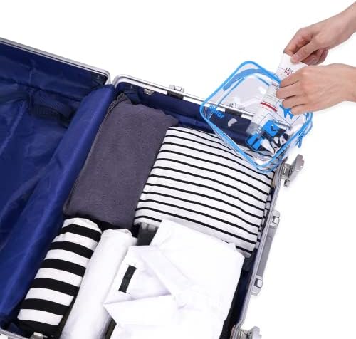 TSA Approved Clear Travel Toiletry Bag wih Zippers Carry-on Travel Accessories Quart Size Toiletries Cosmetic Pouch Makeup Bags for Men and Women (2pcs Navy Blue) - Image 6