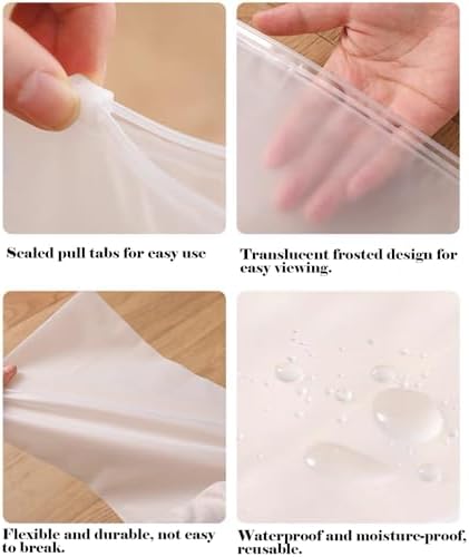 50 Pcs Packing Zip-lock Bags for Clothing Travel Clothes Bags Reusable Frosted Zipper Bags Various Sizes Waterproof Packing Bags for Clothing T-shirt Shoes Cosmetics Storage - Image 2