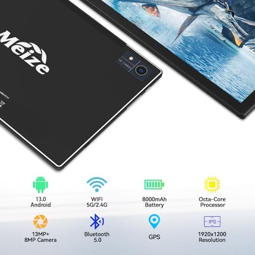 Newest 2024 Android 13 Tablet, 128GB+16(8+8 Expand)GB/512GB Expandable, Octa-Core Tablet with 5G WiFi, 8000mAh Battery, 10.1 inch Tablet with 21MP Camera, Tablet with Keyboard, Bluetooth, Mouse, Case. - Image 3