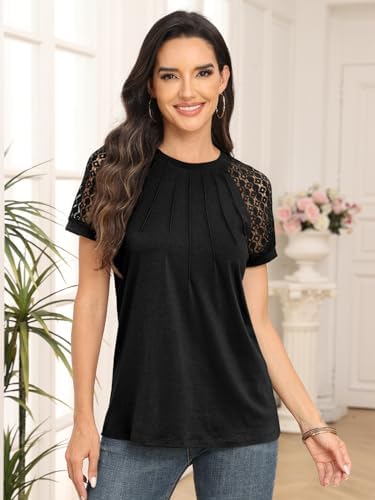 AUTOMET Womens Tshirts Trendy Fashion Tops Lace Short Sleeve Business Tee Shirts Casual Knitted Blouses Summer Outfits 2024 - Image 2