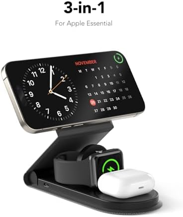 3 in 1 Charging Station Apple 15W iPhone and Watch Charging Station Foldable Travel Charging Station MagSafe Compatible with iPhone 15 14 13 12 Series Airpods/Apple Watch - Image 3