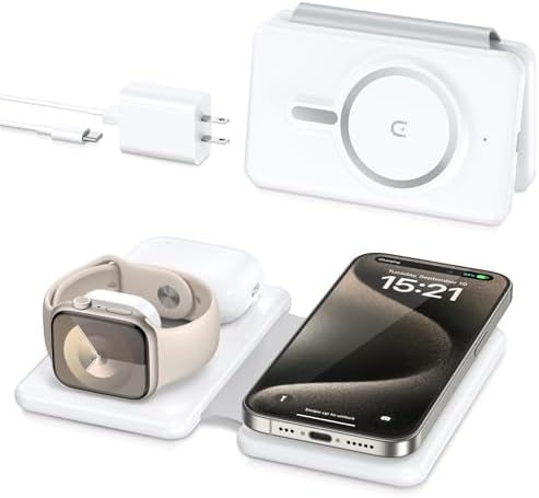 Magnetic Wireless Charger for iPhone: 3 in 1 Travel Charging Station for Apple Devices for iPhone 15 14 13 12 Pro Max Plus - Foldable Charging Pad for Apple Watch Series & Airpods 3 2 Pro - Image 8