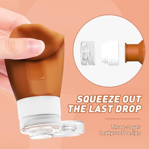 Travel Bottles for Toiletries, 3oz Tsa Approved Travel Size Containers, BPA Free Leak Proof Travel Containers for Toiletries, Refillable Travel Accessories for Shampoo Conditioner Apricot - Image 4