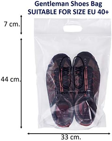 12 pieces of Zipper Heavy duty Clear Plastic Poly Bags Resealable Storage Shoes, Boot, Clothing, Linens, Books, Toys and others, a pleated expandable bottom. (Gentleman Shoes Bags) - Image 2