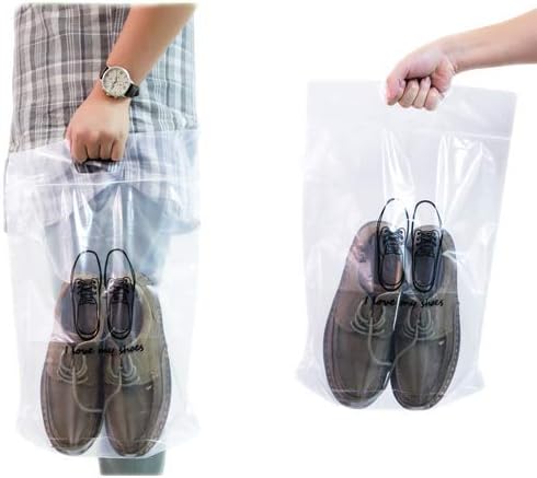 12 pieces of Zipper Heavy duty Clear Plastic Poly Bags Resealable Storage Shoes, Boot, Clothing, Linens, Books, Toys and others, a pleated expandable bottom. (Gentleman Shoes Bags) - Image 3