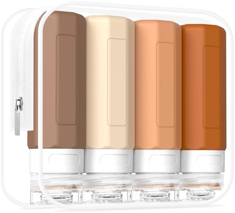Travel Bottles for Toiletries, 3oz Tsa Approved Travel Size Containers, BPA Free Leak Proof Travel Containers for Toiletries, Refillable Travel Accessories for Shampoo Conditioner Apricot