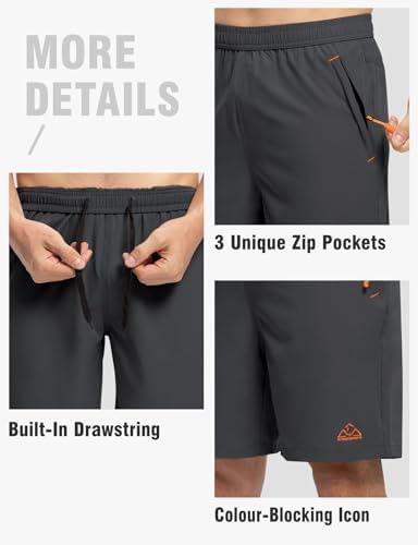 TBMPOY Men's 7" / 9" Running Hiking Shorts Quick Dry Athletic Gym Outdoor Sports Short 3 Zipper Pockets - Image 4