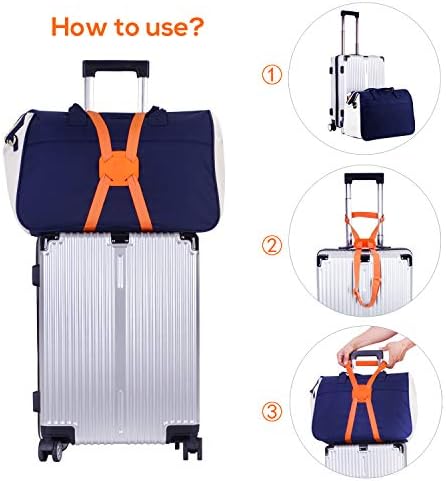 Luggage Straps Bag Bungees for Add a Bag Easy to Travel Suitcase Elastic Strap Belt(Orange) - Image 6
