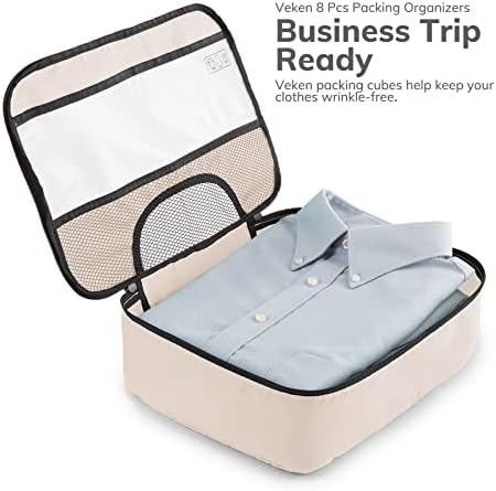 Veken 8 Set Packing Cubes for Suitcases, Luggage Organizer Bags Set for Carry on, Travel Gifts for Mom, Travel Essentials for Women, Travel Accessories in 4 Sizes(Extra Large, Large, Medium, Small) - Image 9