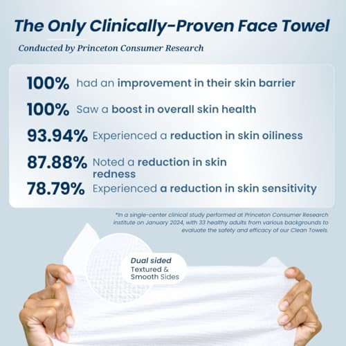 Clean Skin Club Clean Towels XL™, 100% USDA Biobased Face Towel, Disposable Face Towelette, Makeup Remover Dry Wipes, Ultra Soft, 50 Ct, 1 Pack - Image 3