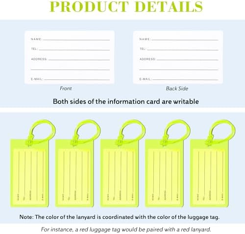 10 Pack Luggage Tags Suitcases Plastic Travel Bag & Baggage ID Label Tags Travel Essentials by Sodsay (Yellow) - Image 5