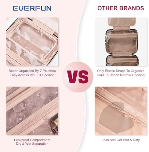 Everfun Hanging Travel Toiletry Bag for Women Traveling With Leakproof Compartment Makeup Cosmetic Organizer Dopp Kit Travel Accessories Essentials Must Have - Image 2