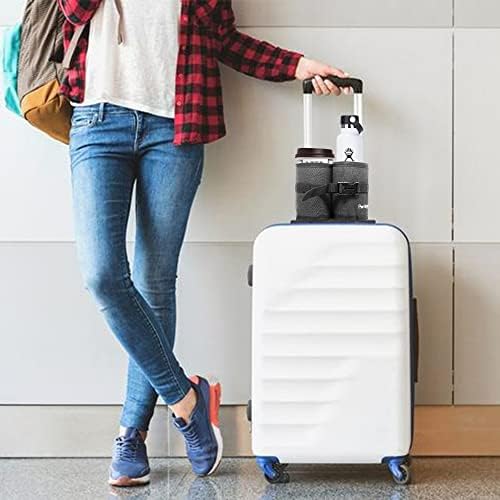 Perilogics Luggage Travel Cup Holder Hands Free Drink Caddy for Suitcase Handle. Perfect Airplane Travel Essential Accessory Gift for Frequent Traveler, Flight Attendant or with Children (Dark Gray) - Image 2