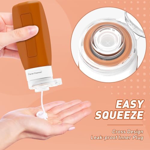 Travel Bottles for Toiletries, 3oz Tsa Approved Travel Size Containers, BPA Free Leak Proof Travel Containers for Toiletries, Refillable Travel Accessories for Shampoo Conditioner Apricot - Image 3