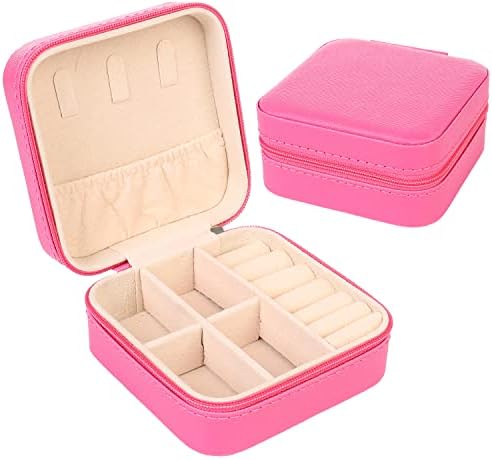 KElofoN Travel jewelry Organizer Travel jewelry case Travel Jewelry box Small Jewelry Organizer Box for Girls Women(1, Rosy)