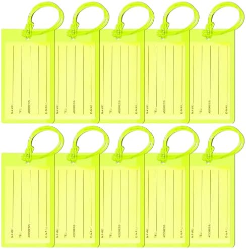 10 Pack Luggage Tags Suitcases Plastic Travel Bag & Baggage ID Label Tags Travel Essentials by Sodsay (Yellow)