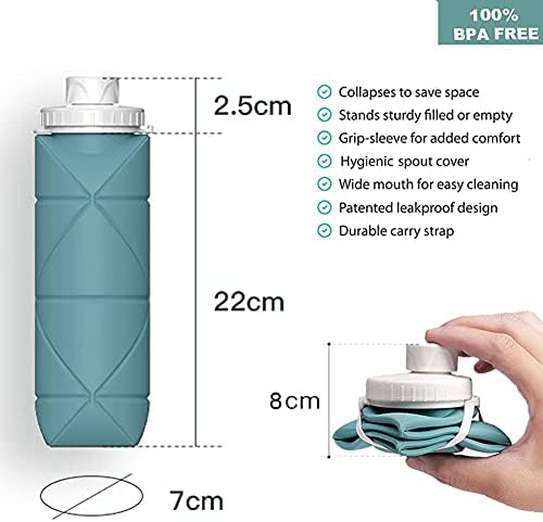 SPECIAL MADE Collapsible Water Bottles Cups Leakproof Valve Reusable BPA Free Silicone Foldable Travel Water Bottle Cup for Gym Camping Hiking Travel Sports Lightweight Durable - Image 2