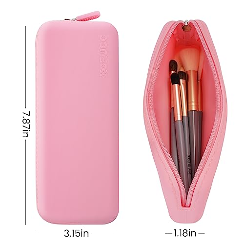 Travel Makeup Brush Holder,Silicone Makeup Brush Holder,Makeup Brush Bbag,BPA free Travel Accessories-Pink - Image 4