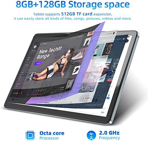 jumper 10 Inch Tablet, 8-Core Processor, 8GB RAM 128GB Storage, 1200p FHD IPS Touch Screen, Android 12 Tablets with Stereo Speakers, 13+5MP Camera, 6000mAh Battery, 5G WiFi, GPS, BT5.0, Type-C. - Image 2