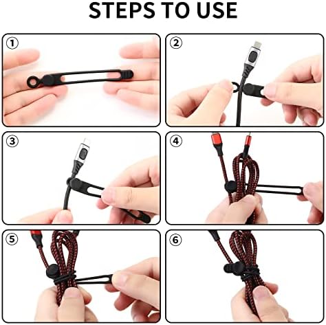 [20Park]UMUST Silicone Cable Ties,Reusable Cable Management Organizer, Multipurpose Elastic Cord Organizer for Bundling and Fastening Cable Cords Wires(black,white,pink,green) - Image 2