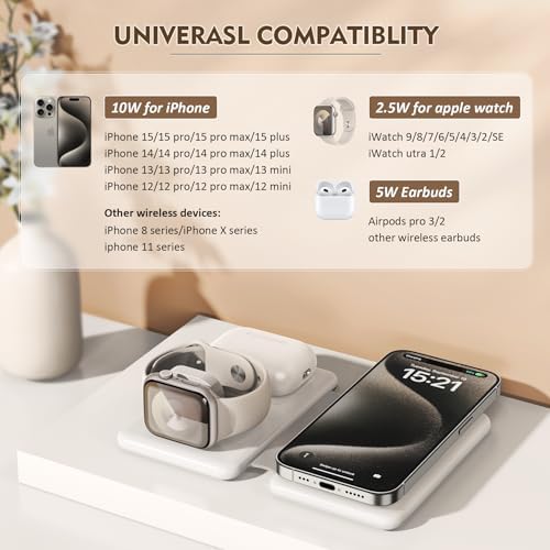 Magnetic Wireless Charger for iPhone: 3 in 1 Travel Charging Station for Apple Devices for iPhone 15 14 13 12 Pro Max Plus - Foldable Charging Pad for Apple Watch Series & Airpods 3 2 Pro - Image 2
