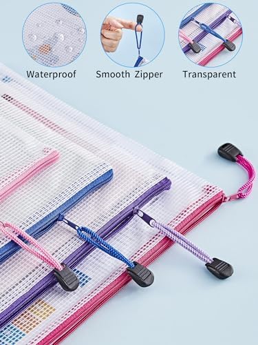 JARLINK 18 Pack 8 Sizes Mesh Pouch, 9 Colors, Waterproof Zipper File Bags Document Multipurpose Travel Bags for Office, School, Board Game, Puzzles, Cosmetics, Travel Accessories, and Home Organize - Image 4
