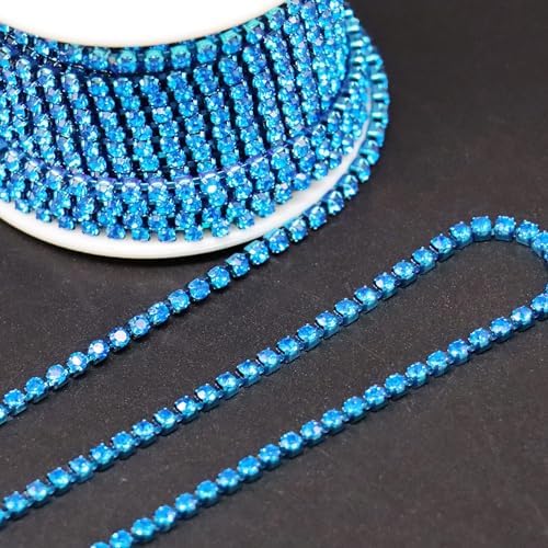 10 Yards 3 MM Rhinestone Chain Trim Crystal Rhinestone Close Chain Trim Shiny Rhinestone Chain for Sewing Crafts, DIY Decoration, Jewelry, Clothing, Shoes (Navy Blue-2) - Image 4