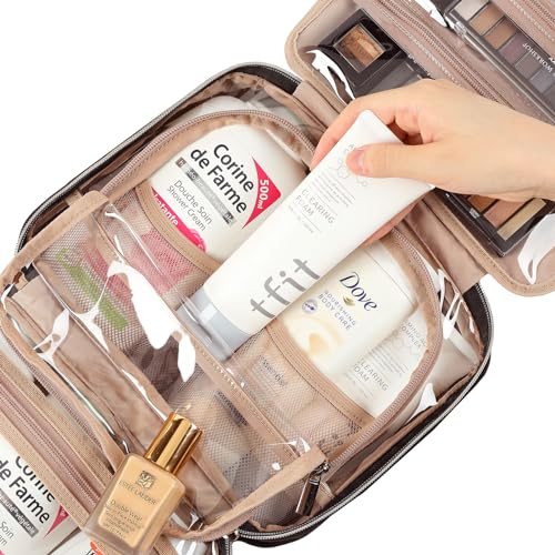 NISHEL Travel Toiletry Bag for women, Portable Hanging Organizer for Full-Sized Shampoo, Conditioner, Brushes Set, Travel-Size Accessories, Medium Size, Black - Image 4