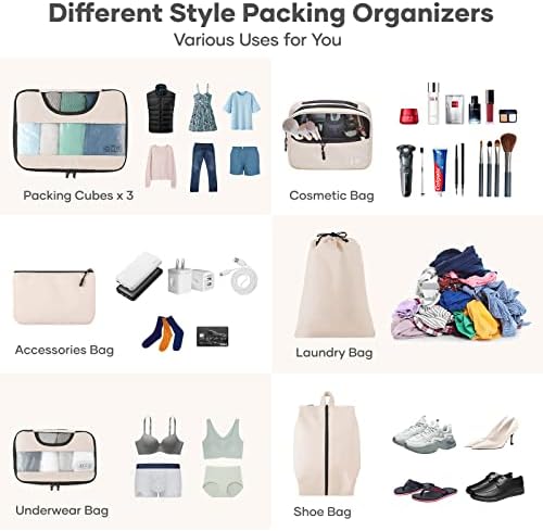 Veken 8 Set Packing Cubes for Suitcases, Luggage Organizer Bags Set for Carry on, Travel Gifts for Mom, Travel Essentials for Women, Travel Accessories in 4 Sizes(Extra Large, Large, Medium, Small) - Image 3