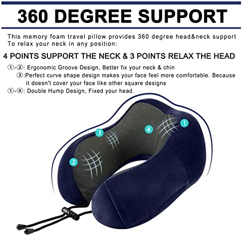 Travel Pillow for Airplane-2 Pack Memory Foam Neck Pillows, Soft & Support Travel Essentials for Travelling, Sleeping Rest, Car, Train and Home Use(Grey&Blue) - Image 2