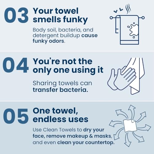Clean Skin Club Clean Towels XL™, 100% USDA Biobased Face Towel, Disposable Face Towelette, Makeup Remover Dry Wipes, Ultra Soft, 50 Ct, 1 Pack - Image 5