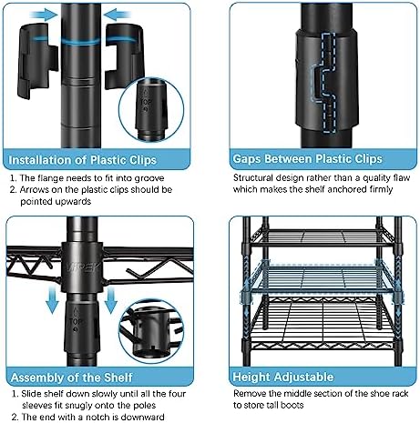 VIPEK S3 Heavy Duty Garment Rack Free Standing Clothes Rack Closet Storage Organizer Large Wardrobe with 6-Tier Shoe Rack, Hanging Rod, Adjustable Shelf, 68.9" L x 15.7" W x 76.4" H, Black - Image 8