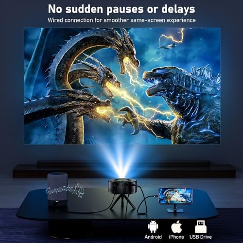 Mini Projector,Portable Movie Projector 1080P Support, 9500L Outdoor Projector for Home Theater Movie Phone Projector - Image 2