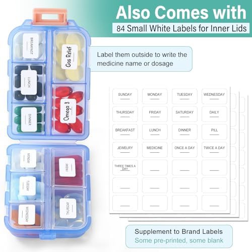 4 Pack Small Travel Pill Organizer for Purse, Pocket, Bag - 10 Compartments Pill Holder Box, Handy Medicine Container - Portable Mini Pharmacy for Weekly Daily Travel - BPA Free Vitamin Fish Oil Case - Image 3